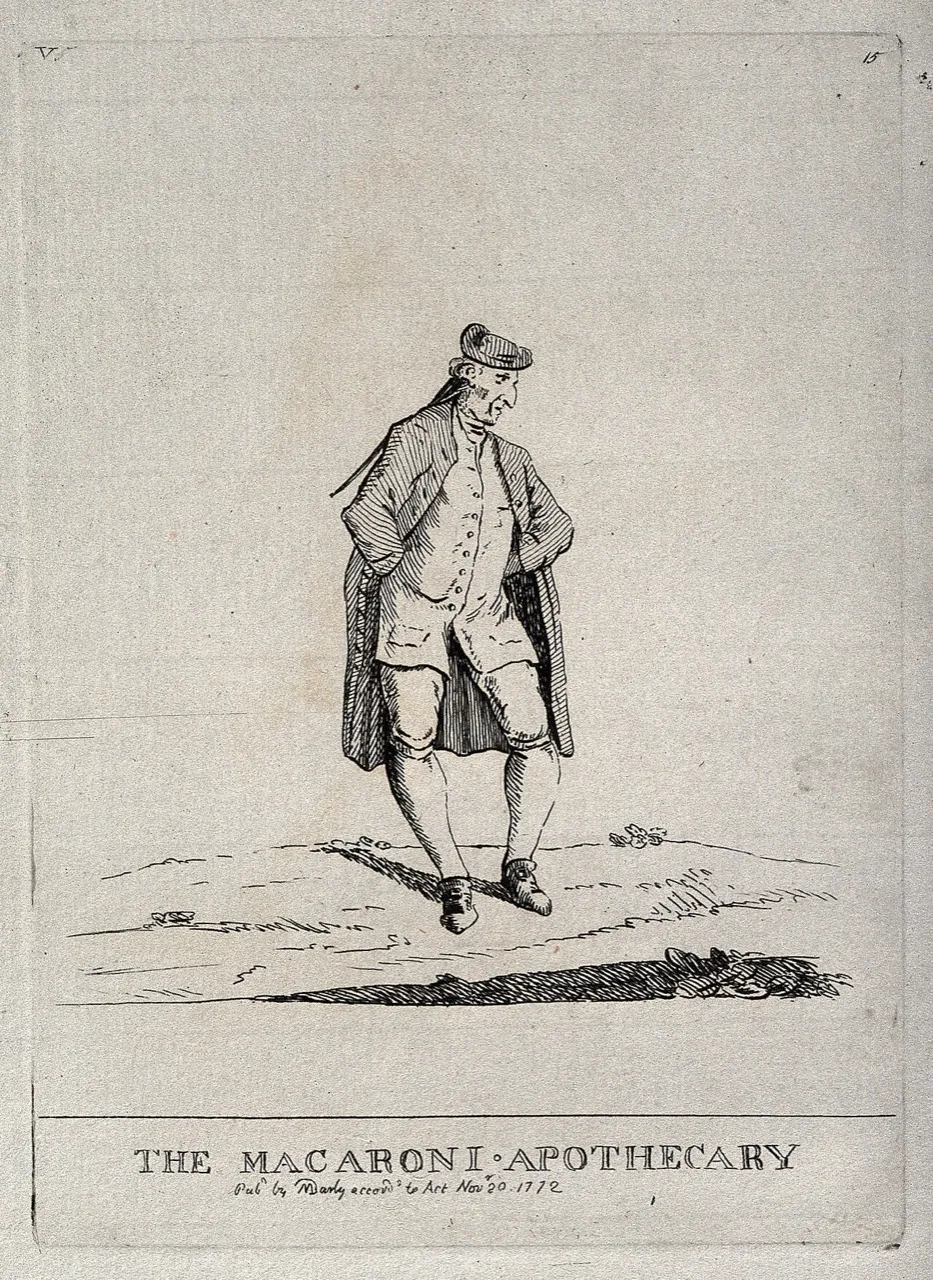 An engraving by Matthew Darly from his series on “macaronis”