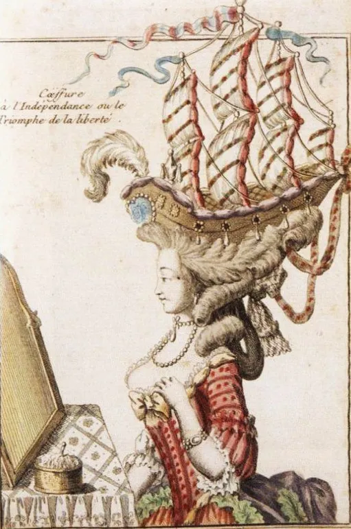 (3) A hairdo with a ship, “à la Belle Poule”