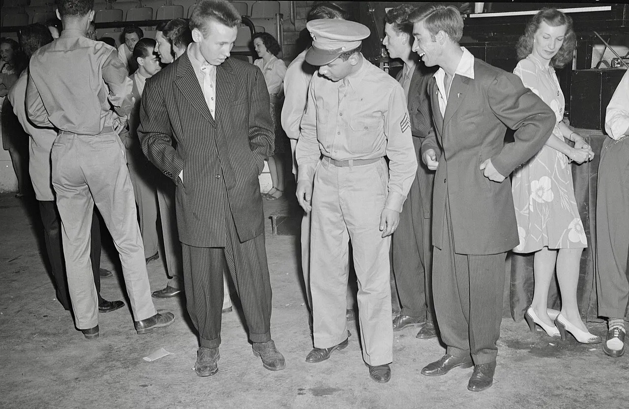 A zoot suit of the 1940s: the suit as a challenge