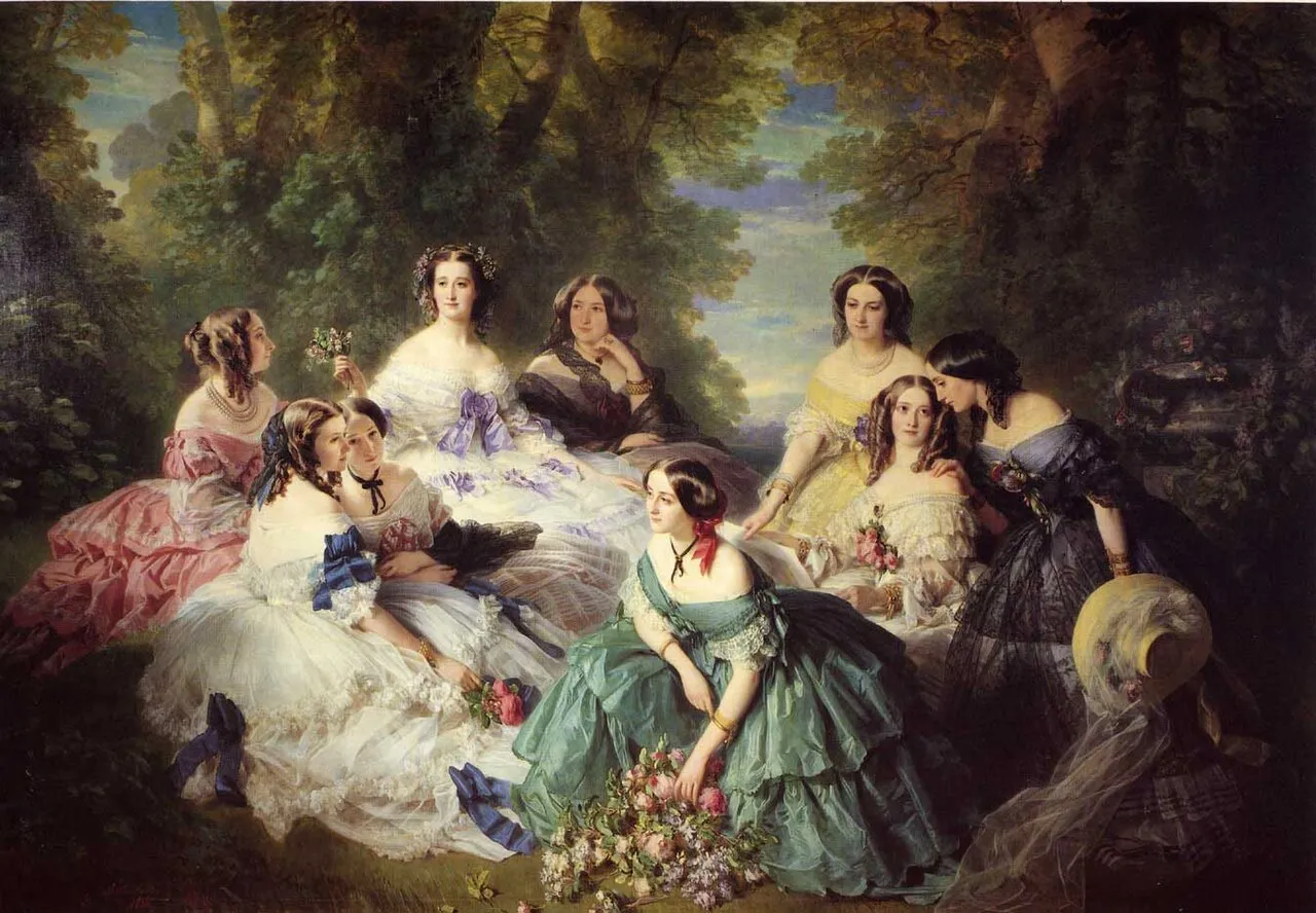 A painting by Winterhalter: Empress Eugénie and her ladies in the age of the crinoline
