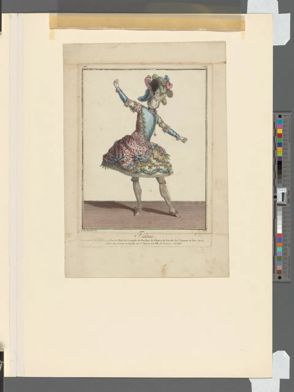 (2) A fashion plate with a hairstyle of the 1770s
